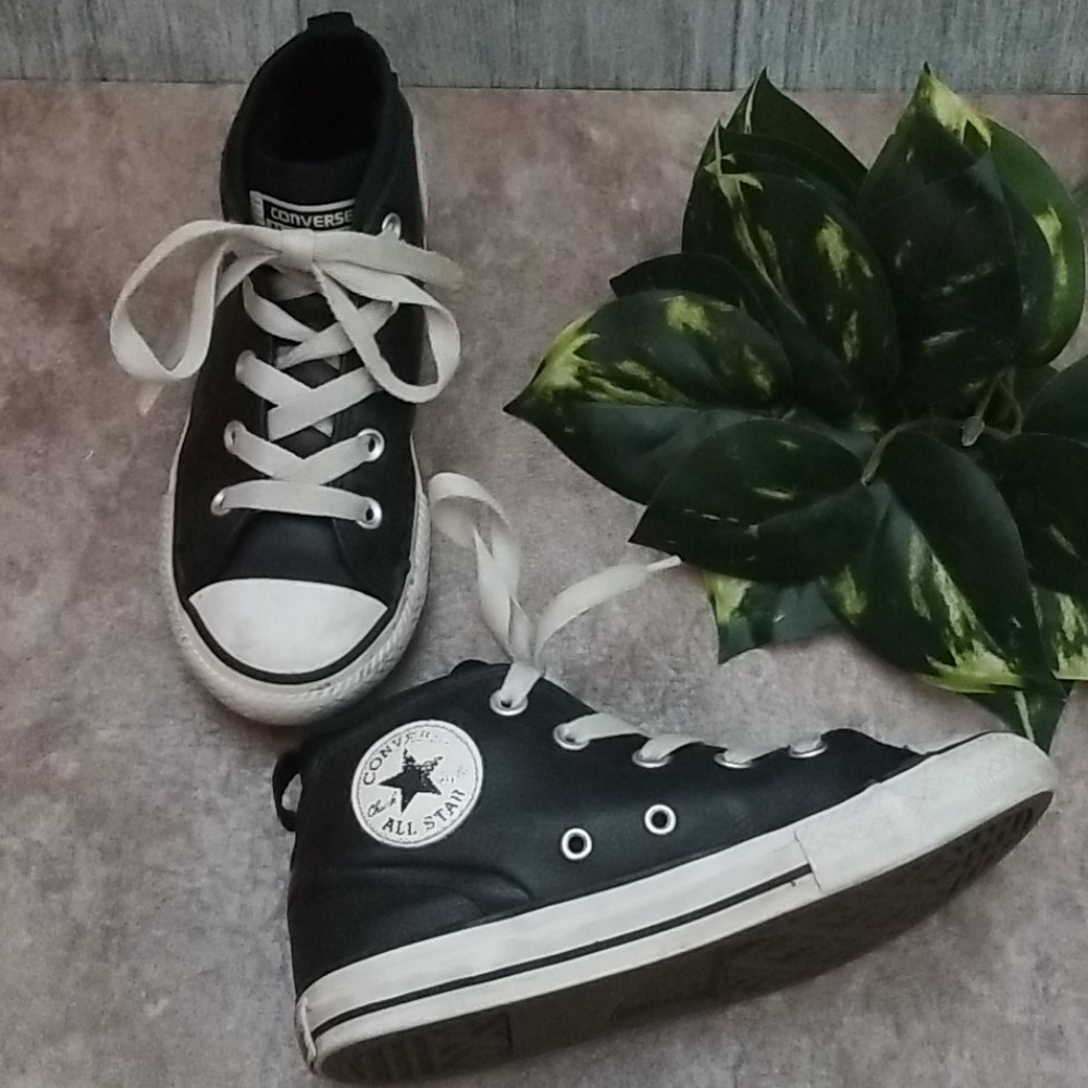 LEATHER Converse All Star black Syde Street Mid Sneakers